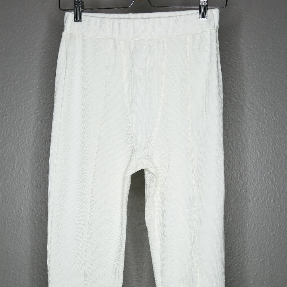 White Knit Loungewear Leggings Long Johns Style